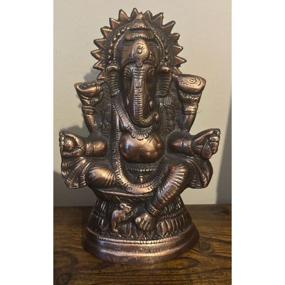 Rare  Vintage Rose Gold Copper Lord Ganesha Statue - Picture 1 of 8